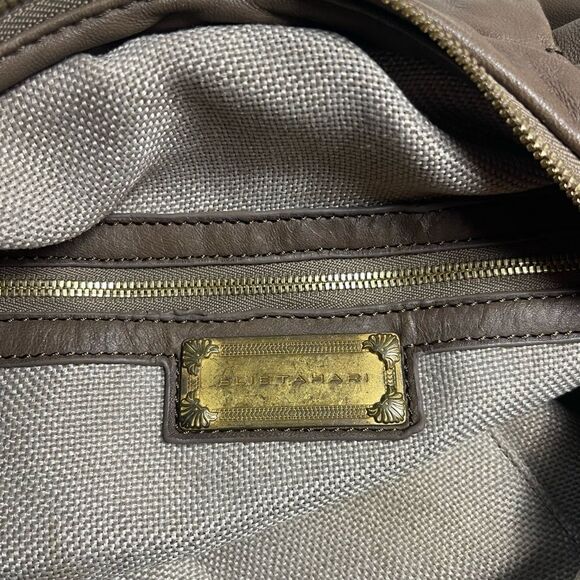 Ellie Tahari soft leather Brown large Satchel/ shoulder bag gold tone hardware - Picture 10 of 13